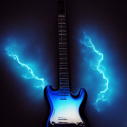 Cool guitar with blue lightning