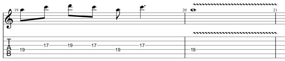 tab for final position of sequenced guitar lick used to release tension