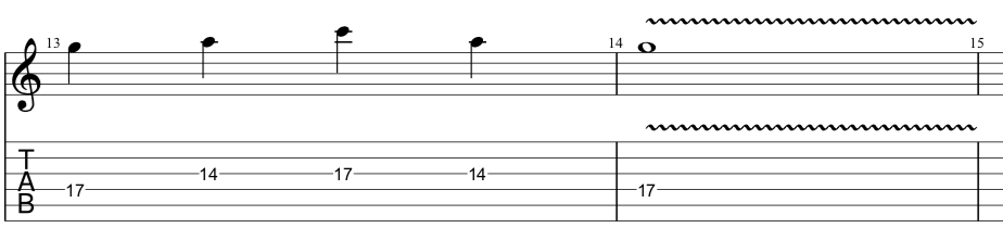 tab for sequenced lick in position 5 of the minor pentatonic scale