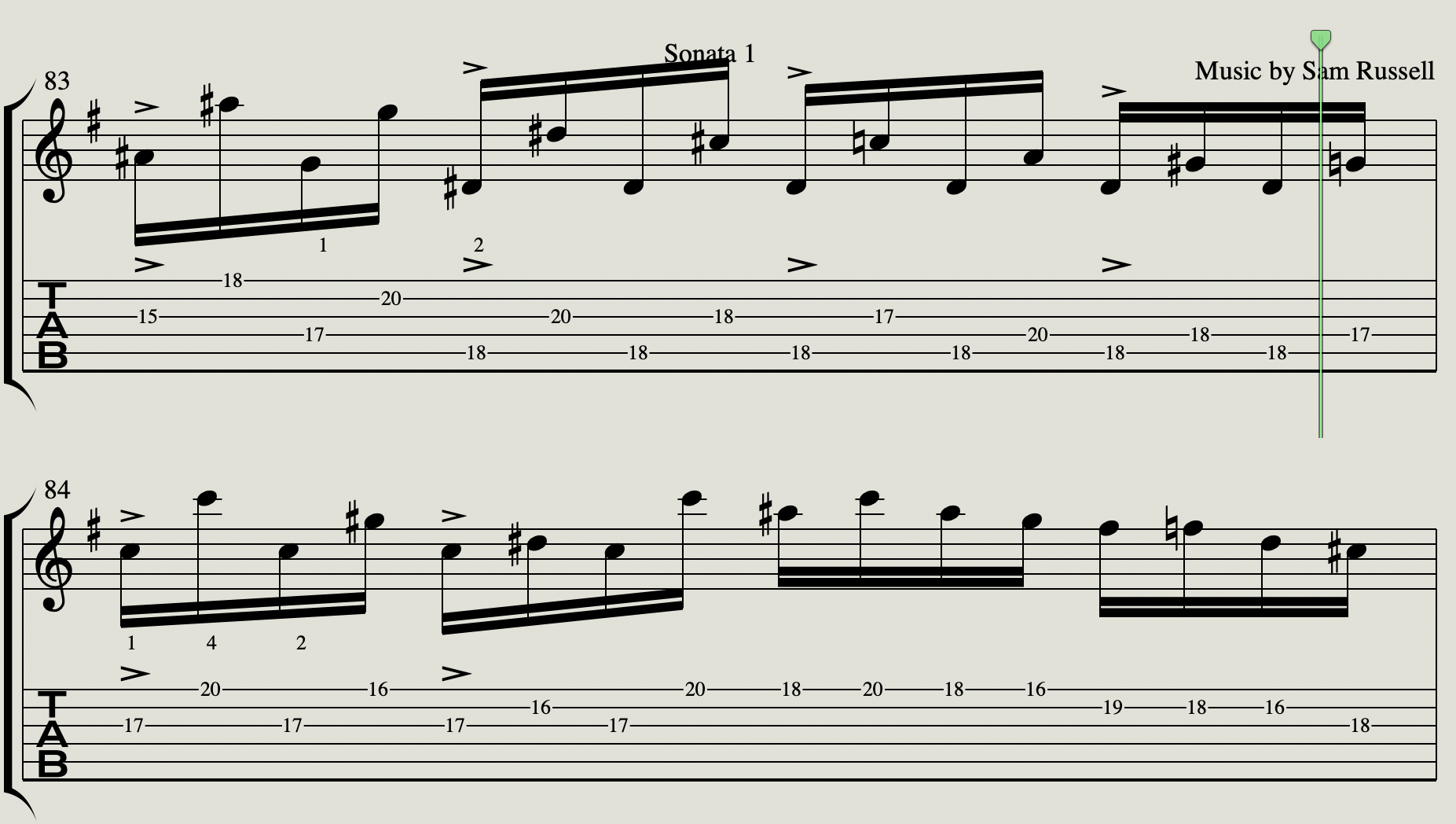 Adding the accents to the tab reminds me to use it in the following practice session