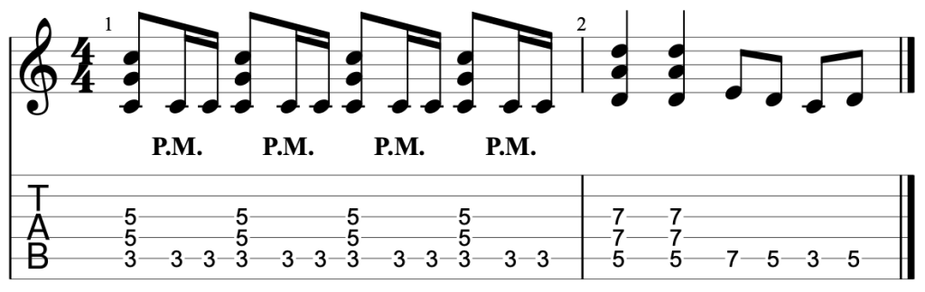 A simple rock guitar with with palm muting