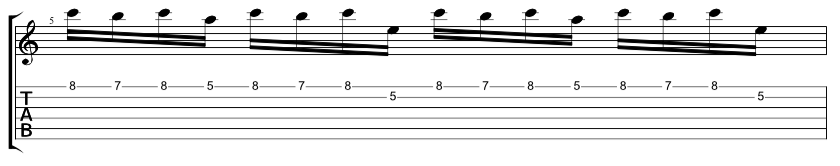 Tab for the next A minor pedal point lick on the top two strings.