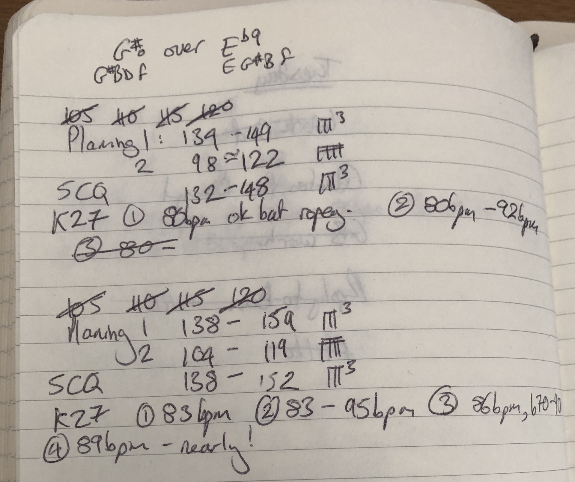 Practice notes for learning songs