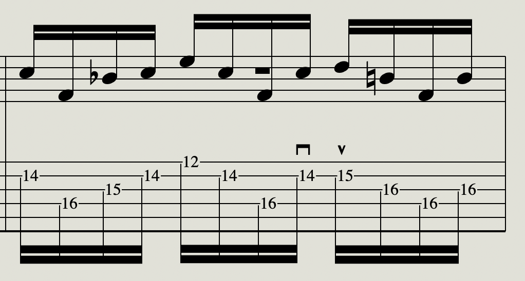 Baroque guitar tab with picking directions